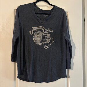 Women's Lucky Brand Long Sleeved Johnny Cash Shirt SZ L